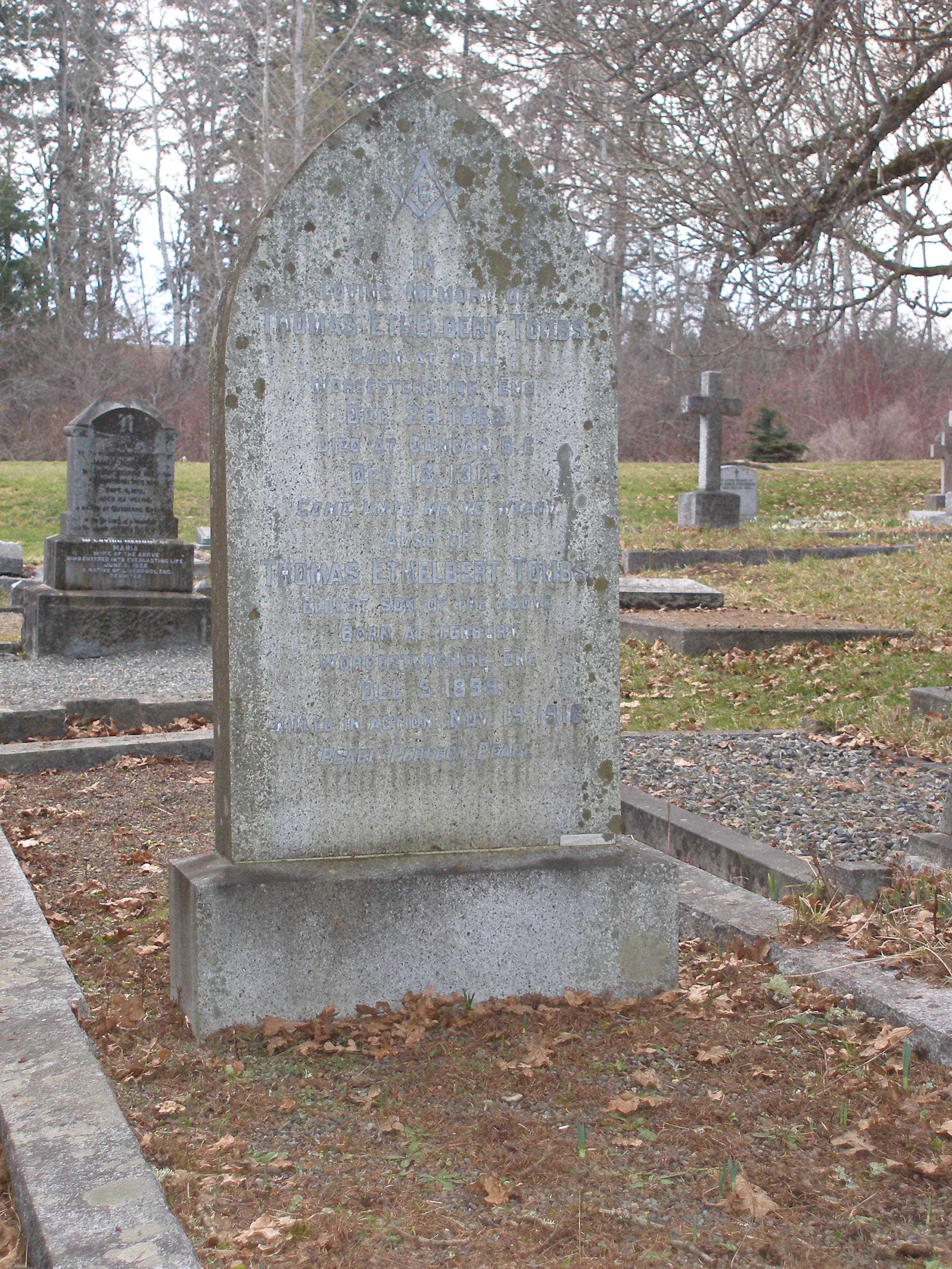 Thomas Tombs gravesite, Saint Peter's Quamichan